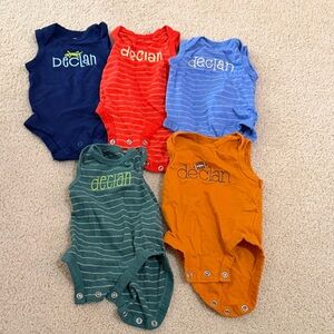 Carter's 5  Onesies with Embroidered “Declan”